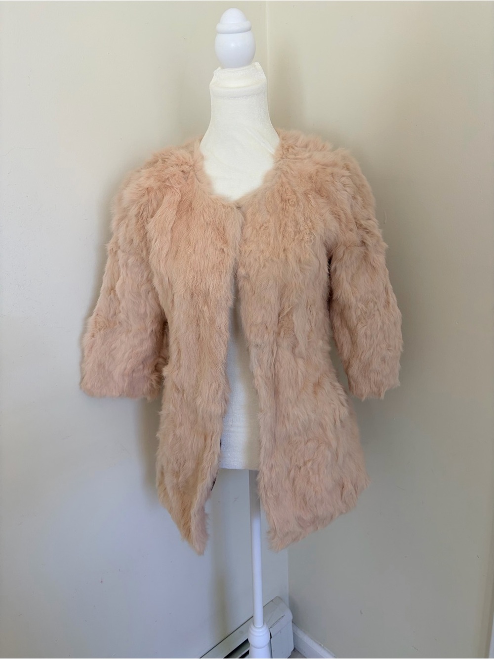 Vintage rabbit fur jacket in blush